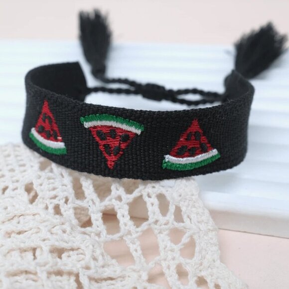Embroidered Watermelon Bracelet Handmade Woven - Picture 6 of 6
